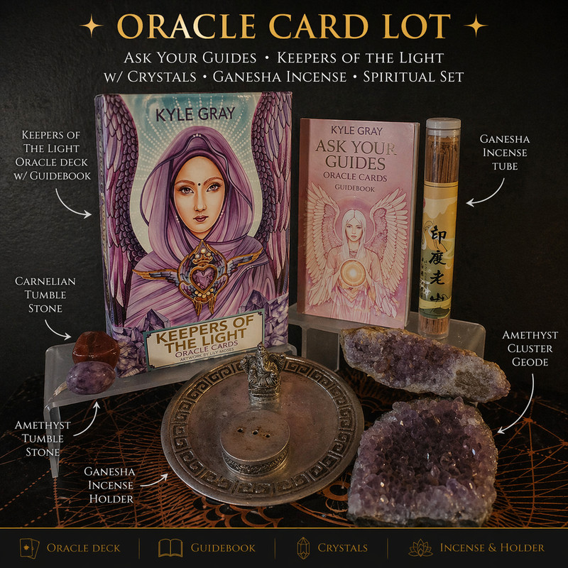 Oracle Card Lot Ask Your Guides Keepers Light w/ Crystals Ganesha Incense Spirit