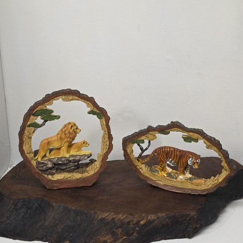 Vintage Kunstholz Harz Löwe Tiger Dschungel Tier Figuren Set Safari Deko - Bild 1 von 17