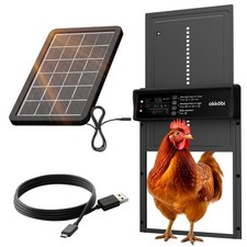 Okkobi Automatic Chicken Coop Door Solar Powered - LCD Display - Chicken Coop Do
