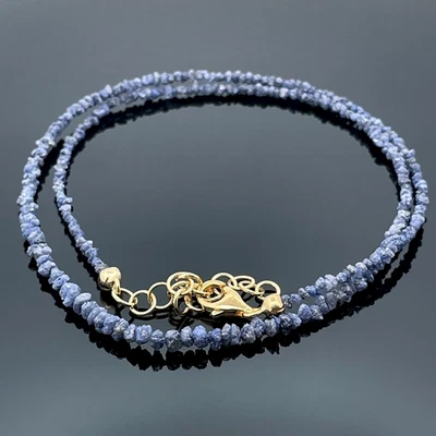 COLLIER 925/-SILBER VERGOLDET MIT ROHDIAMANT BLAU SCHMUCKJAGD - Bild 1 von 4