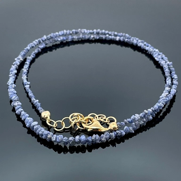 COLLIER 925/-SILBER VERGOLDET MIT ROHDIAMANT BLAU SCHMUCKJAGD - Bild 1 von 4