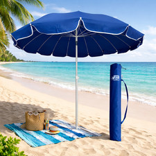 Ombrellone Mare 220 Antivento UV50+ 16 Stecche Fibra Palo Alluminio Inclinabile