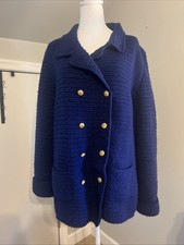 Vintage Hand knit Sailor Nautical Sweater Women's Blue 100 Wool 1970's