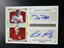 2020 Panini - Nationals Treasures Collegiate Jalen Hurts Lincoln Riley Auto /10