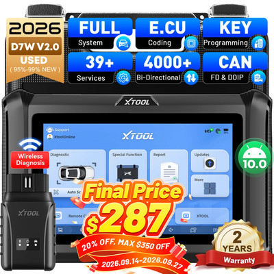 USED XTOOL D7W Wireless Auto Diagnostic Tool Scanner Key Programmer 39+ Services