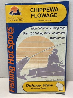 2009 Chippewa Flowage Detailed Fishing Map, GPS Points, Waterproof, Depth #L238
