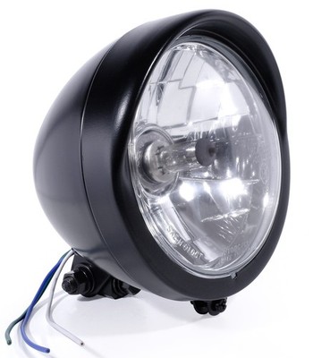 5¾'' Scheinwerfer Schwarz Klarglas H4 Plain für Harley-Davidson Chopper Universal