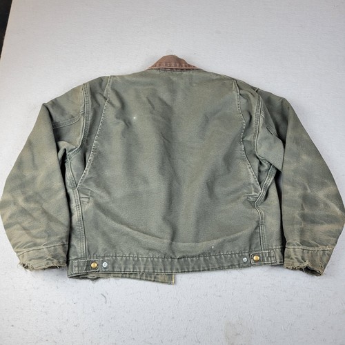Vintage Carhartt J97 MOS Detroit Jacket Moss Green Thrashed Sun Faded Large   - Picture 17 of 24
