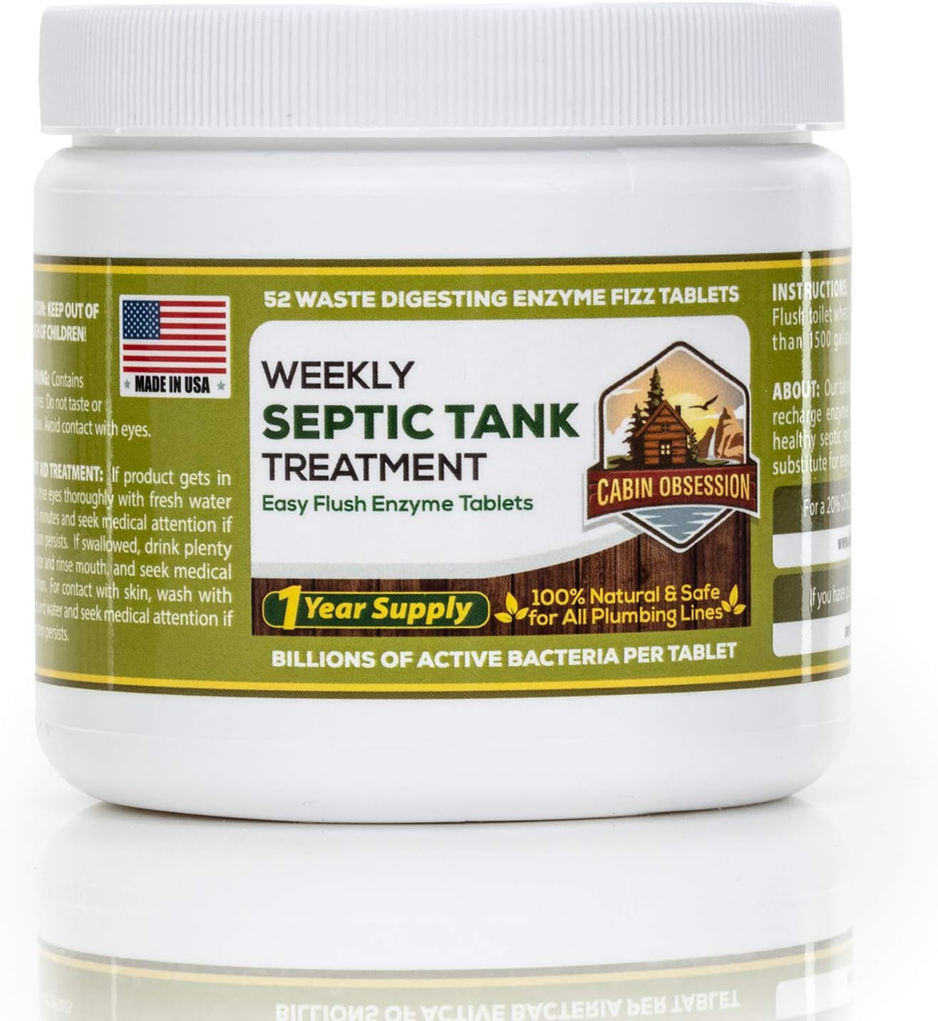 52 Weekly Septic Tank Treatment Fizz Tablets – Easy Flush Bio Toilet Tabs with B