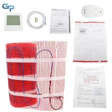 Electric Tile Radiant Warm Floor Heat Heated Kit, 100 Sqft Mat + Thermostat 120V