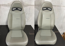 Blemished Corbeau Moab Grey Vinyl Reclining Back Racing Seats - Pair
