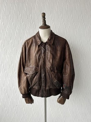 Braune Century A-2 Flieger Lederjacke Vintage 80er - XL
