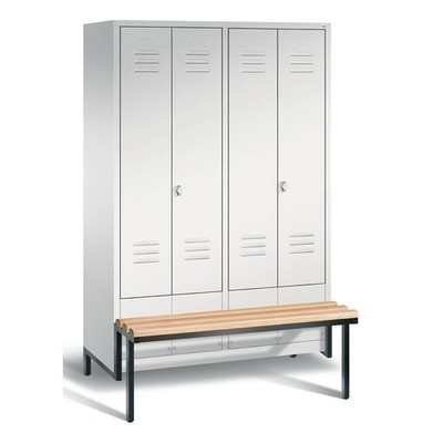 Doppelspind, Buche Sitzbank integriert, 4 Abteile 30cm, Spind