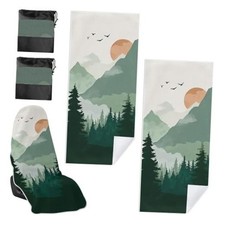 2 Pack Car Towel Seat Covers with Storage Bag, Landscape Painting