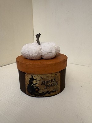 1.75  X 3  Handmade Primitive Fall Paper Mache Box and Pumpkin