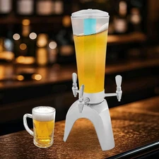 Triple Taps Draft Beer Tower Dispenser Keg Beer Tower w/ Ice Container&LED Light