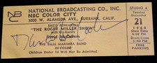 1965 NBC TV The Roger Miller Show DAVID McCALLUM Signed Show Ticket
