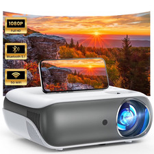 Mini Projector WiFi Bluetooth Native 1080P Support 4K LED Display w/ 100" Screen
