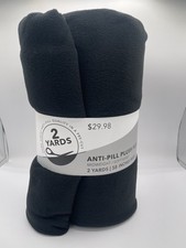 Black Solid Anti Pill Fleece Fabric - Pre Cut 2 Yards