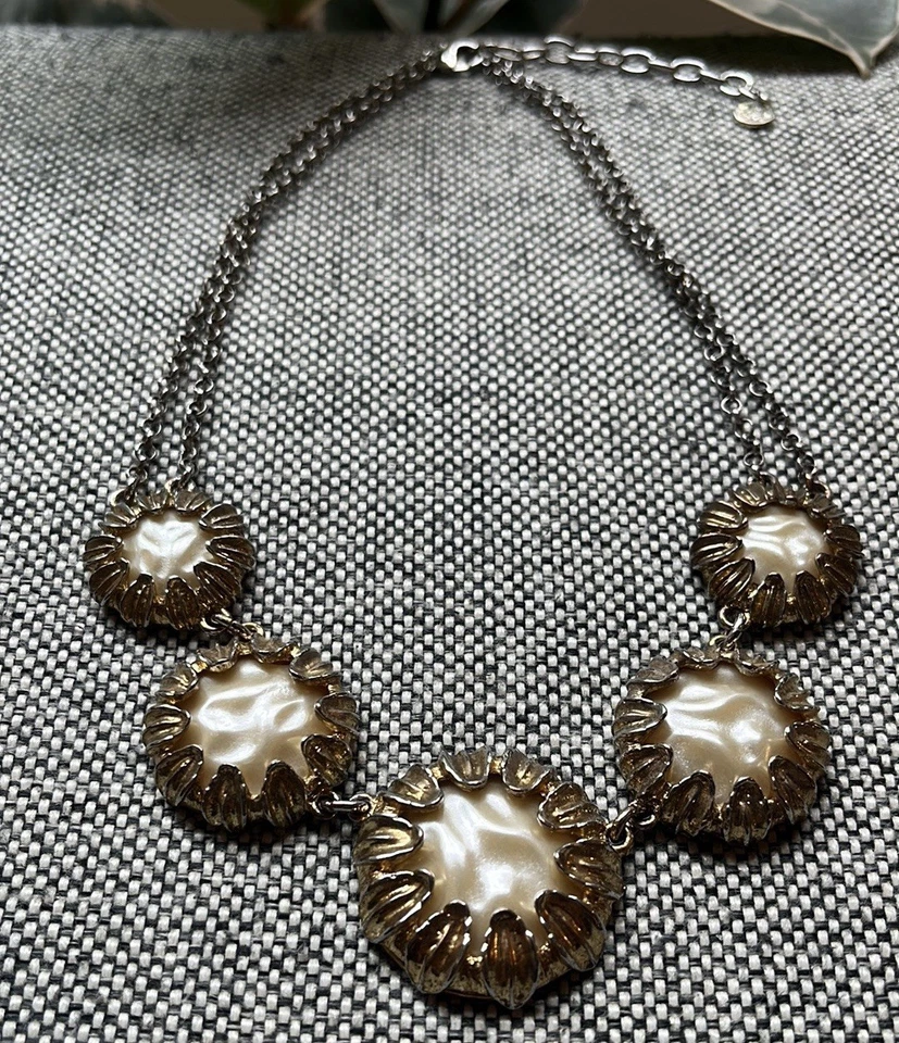 Collar llamativo vintage de oro y perlas como cabujón Foto 2 de 4