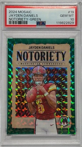 2024 Mosaic Jayden Daniels Notoriety Green RC #19 PSA 10