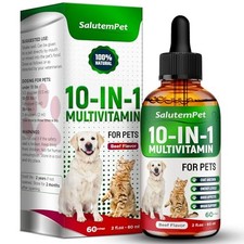 10-in-1 Liquid Multivitamin for Cats  Dogs - Supports Skin, Coat, Digestion 