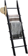 6-Tier Blanket Ladder with Hanging Knobs, 5.5 Ft Wall Leaning Blanket Ladders fo