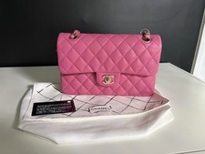 CHANEL PINK CAVIAR LEATHER SMALL CLASSIC FLAP BAG LIGHT GOLD HARDWARE NEW