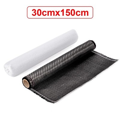 30cm x 150cm Real Carbon Fiber Fabric Cloth Roll 3k 200gsm 2x2 Twill Weave Black