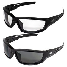 Lot of 2 Motorcycle Padded Glasses Sunglasses Clear and Smoke ATV Quad Moped
