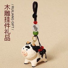 Hand Carved Wooden Keychain Bag Charm Car Key Ring Couple Gift Accessory