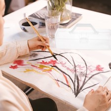 Transparent Paint Brush Case Craft Storage Box with Handle Marker Organizer