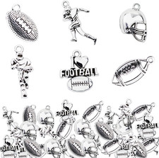 80 Pieces Football Charms for Jewelry Making Alloy Mixed Football Player'S Bat B