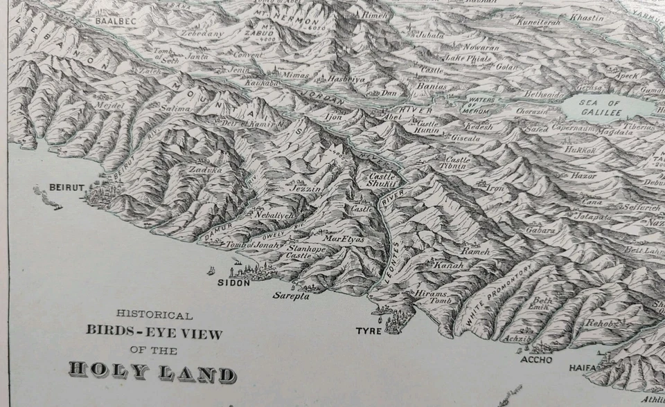 Mapa de TIERRA SANTA 1901 22"x14" Antiguo Antiguo Original BELÉN JERUSALÉN  Foto 3 de 4