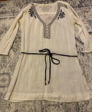 American Eagle Outfitters Dress Womens Large White Embroidered Boho Tunic