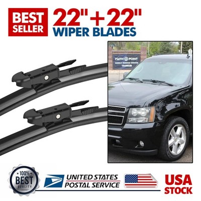 Pair Windshield Wiper Blades Premium Quality 22''& 22'' Inch Bracketless Frameless