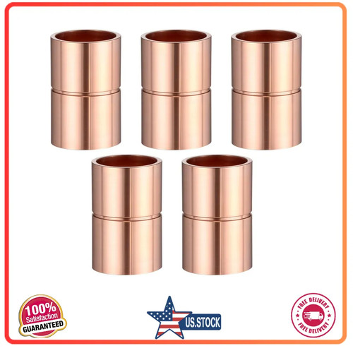 5Pcs 3/8 inch ID Copper Coupling Straight Sweat Tube Fitting for HVAC AC Repair