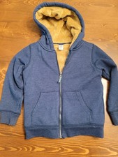 Boys Carter's KID Size 6 Fur Fuzzy Lined Navy Zip Up Hoodie Jacket