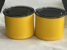 2 Airscape 4" Small Coffee Canister Airtight Storage Container yellow Pair 32oz