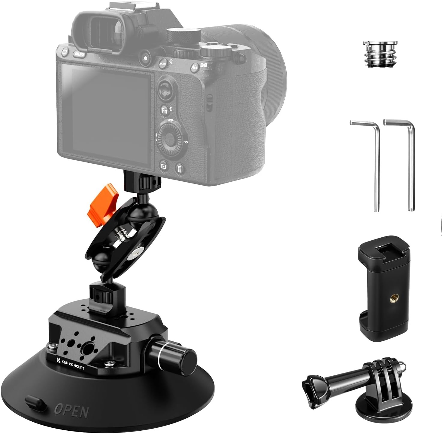 K&F CONCEPT 6" Suction Cup Camera Mount with Magic Arm for D