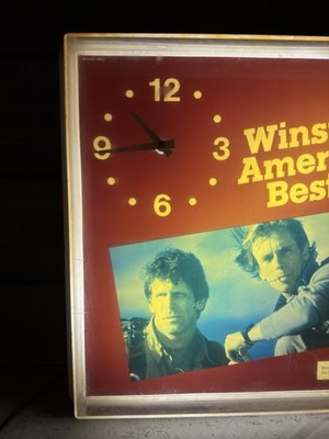 winston cigarette clock VTG Winston America's Best Cigarettes 1983 RJ Reynolds Lighted Clock Sign  WORKS