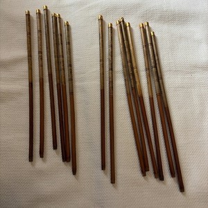 VINTAGE 14 BAMBOO CHOP STICKS WITH METAL TIPS