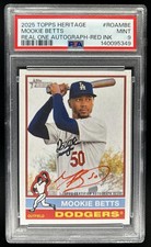 2025 Topps Heritage Mookie Betts Real One Auto Red Ink #/76 Dodgers PSA 9