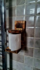 Handcrafted Charred Pine Toilet Paper Holder High Quality Solid Wood