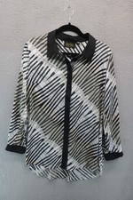 Bob Mackie Wearable Art Long Sleeve Silky Button-Up Tunic-Medium-Office-Business