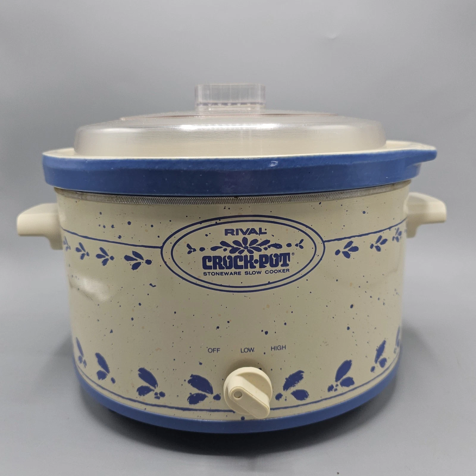 Vintage Rival 5 Qt Crock Pot Slow Cooker Blue Cottage Country Stoneware w/ Lid
Opens in a new window