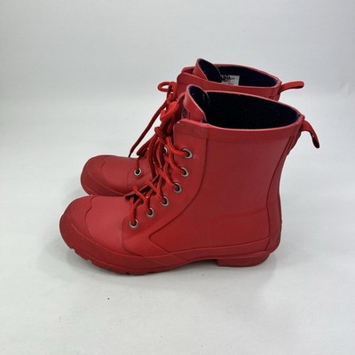 Lauren Ralph Lauren Mikenna-Bo-Rai Damen Rot Gummi Regen Stiefel Schnürung Gefüttert