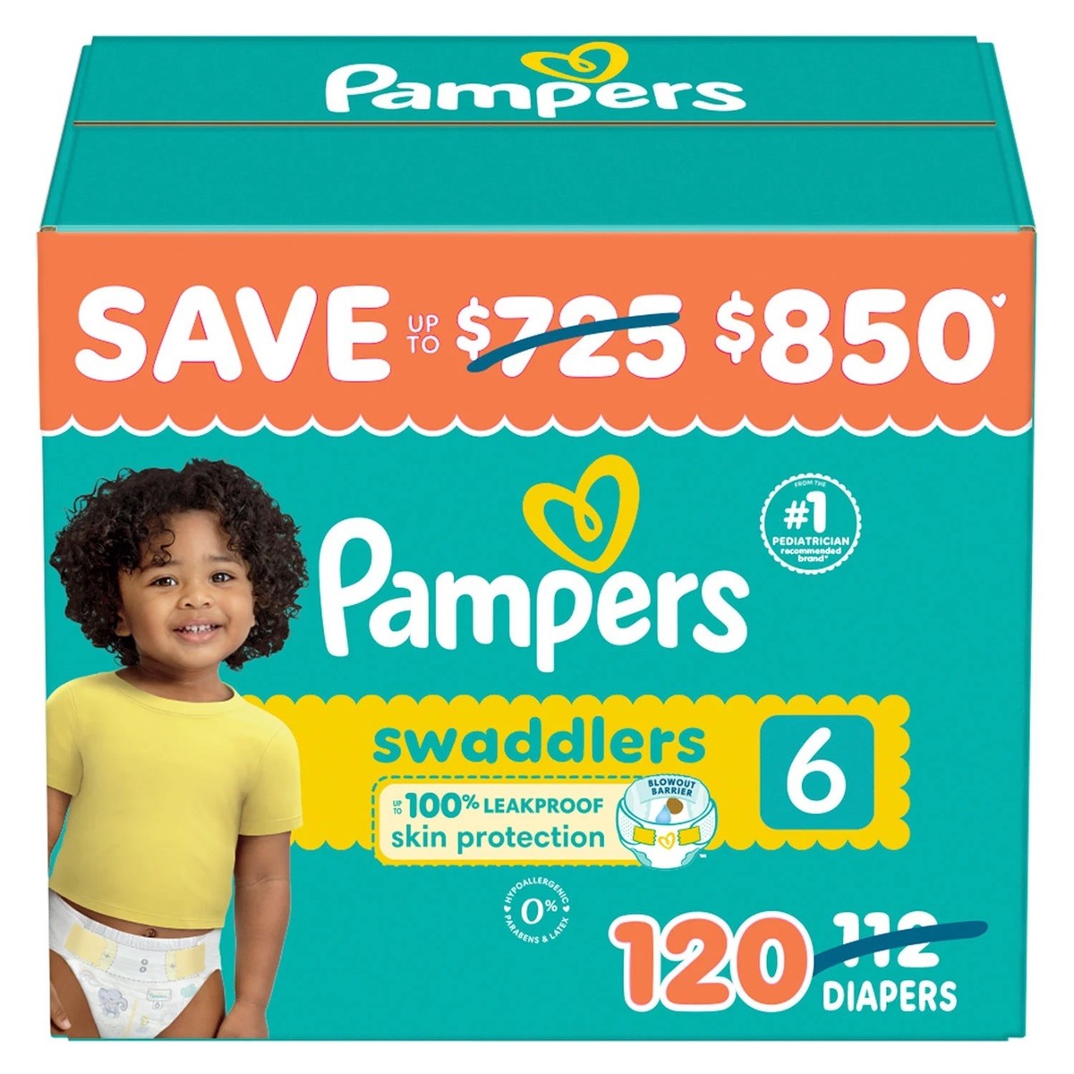 Pampers Swaddlers Diapers, Size (35+ Pounds), 120 Count