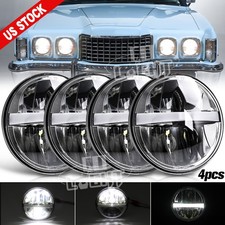 For 1958-1976 Ford Thunderbird 4pcs 5.75 5-34 Black Led Headlights Hilo Drl