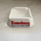 Vintage Kronenbourg Beer Advertising Ashtray France White Milk Glass